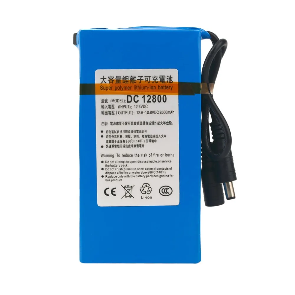 Новый DC12800 DC 12V 8000MAH литий-ионный Супер мощный аккумулятор для камеры с вилкой |