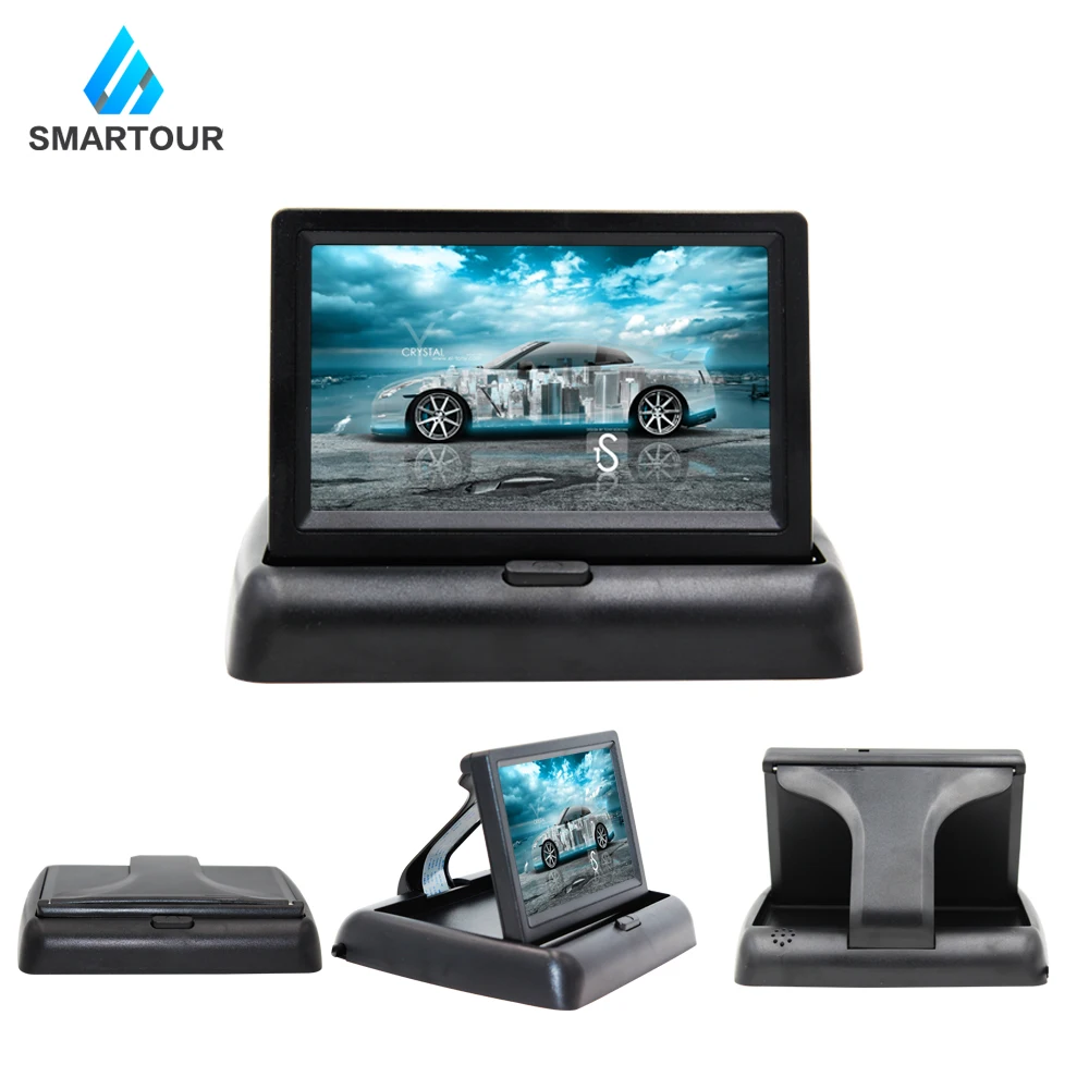 Display Smartour Система помощи при парковке 4," TFT складной цветной ЖК-дисплей заднего вида 2 в 1 HD монитор заднего вида камера заднего вида - Название цвета: Display