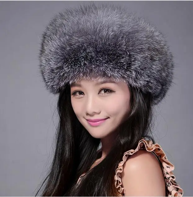 Высококачественная цельная шапка из натурального Лисьего меха натуральная кожа