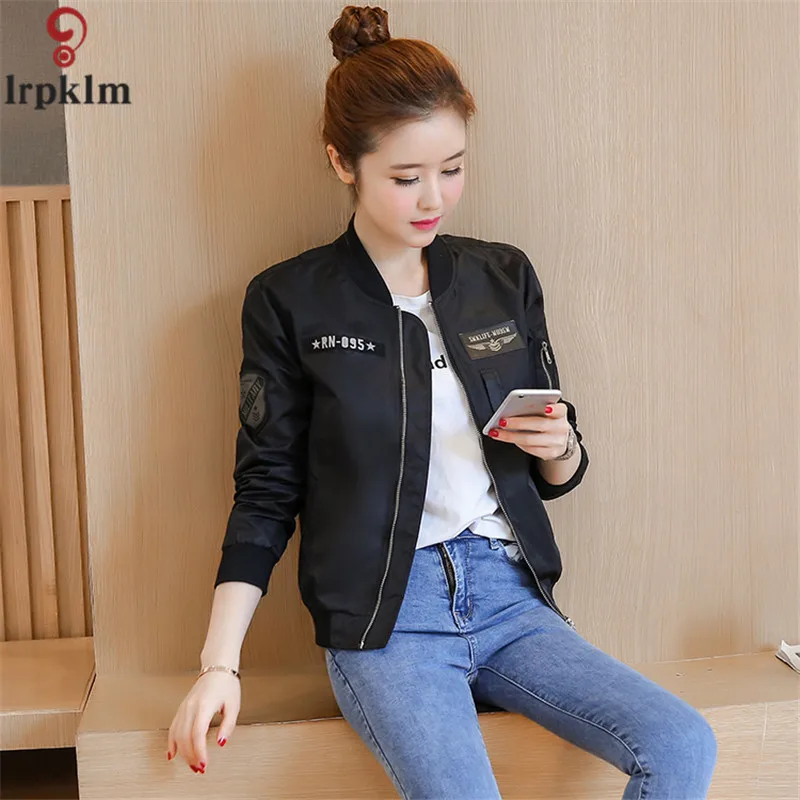 Женская куртка с длинным рукавом LZ191 черная Армейская зеленая весенняя 2019|baseball