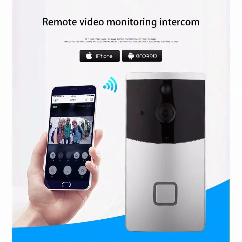 Беспроводной дверной звонок для умного дома Wi-Fi видеодомофон водонепроницаемая