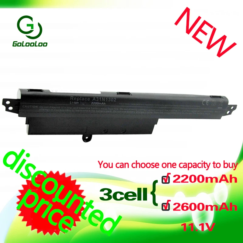 Golooloo 3 ячейки Аккумулятор для ноутбука Asus VivoBook A31LM9H X200M X200MA X200CA X200LA A31N1302 R202CA 11