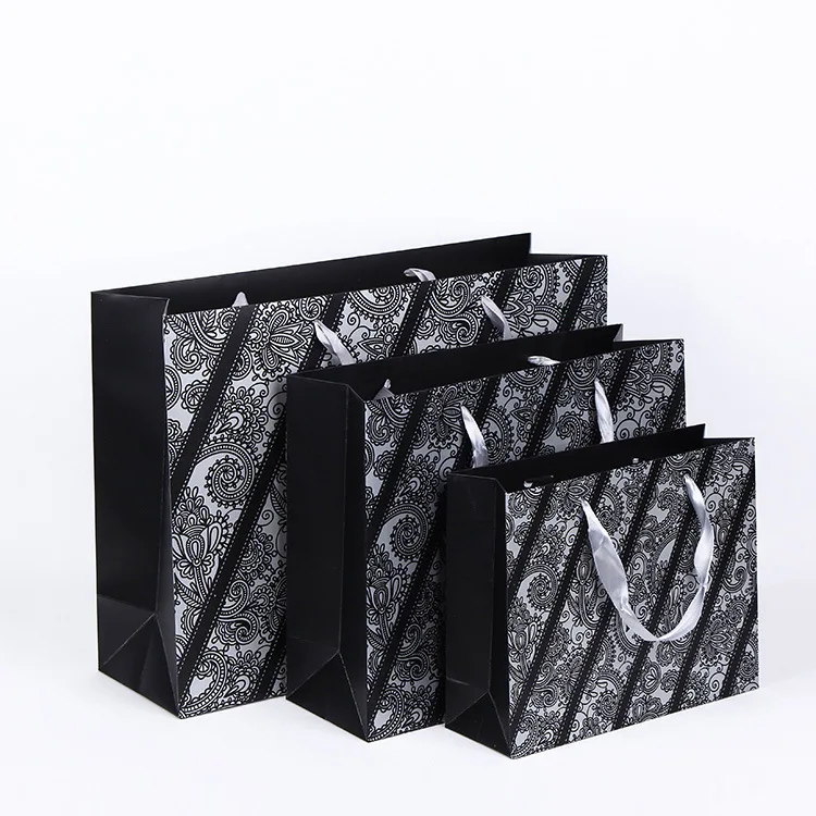 

Wedding birthday Party supplies European style black stripe shopping bag gift bag