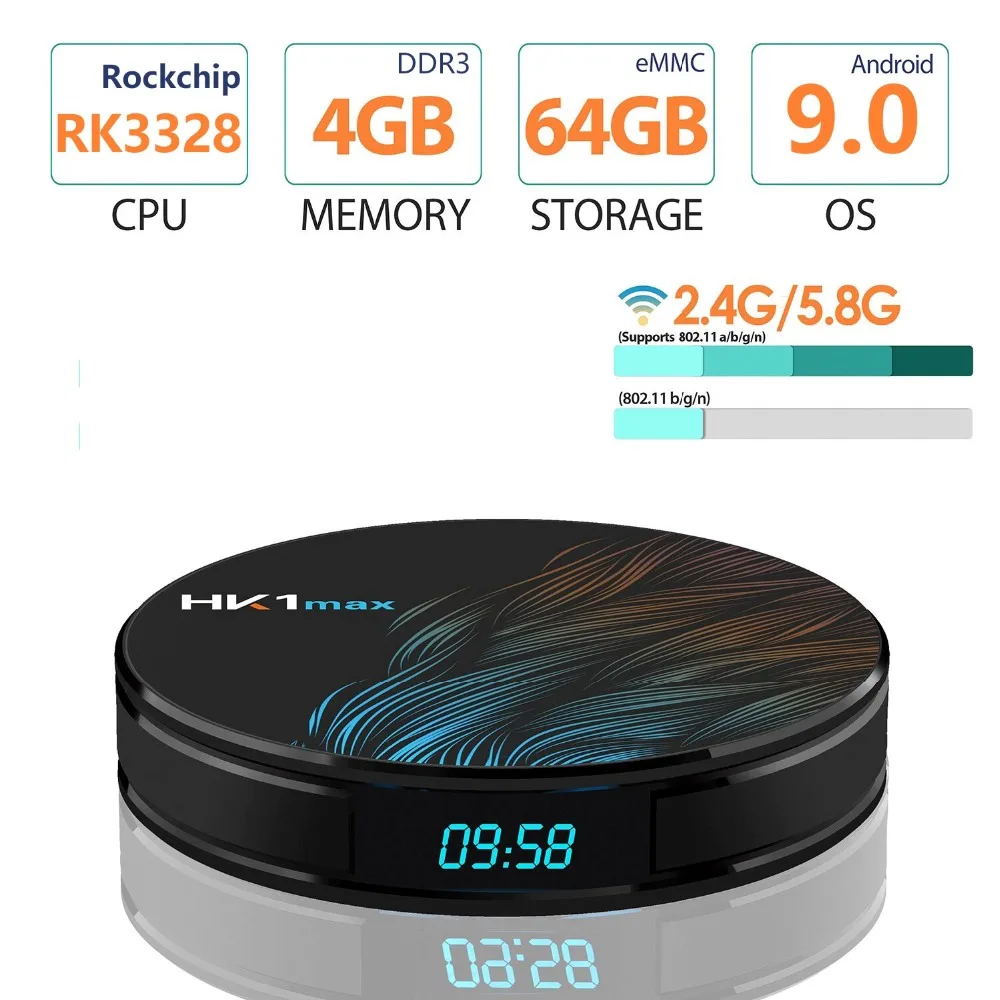 100% оригинал HK1MAX Smart tv box Android 9 0 2 4G/5G WIFI BT4.0 RK3328 четырехъядерный 4K1080P Full HD