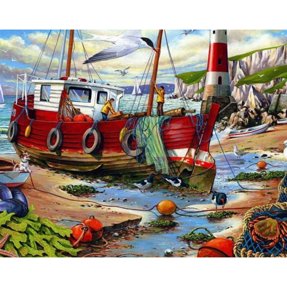 

5d diy алмазная живопись Приморское колесо декорации крестиком Алмазная вышивка мозаика Алмазный настенные наклейки художественное оформле...