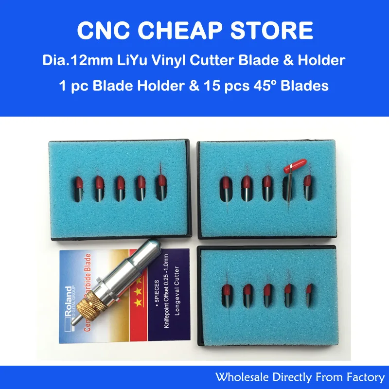 15 шт. нож для режущих плоттеров Roland Redsail 45 градусов + 1 12 мм держатель виниловых Liyu