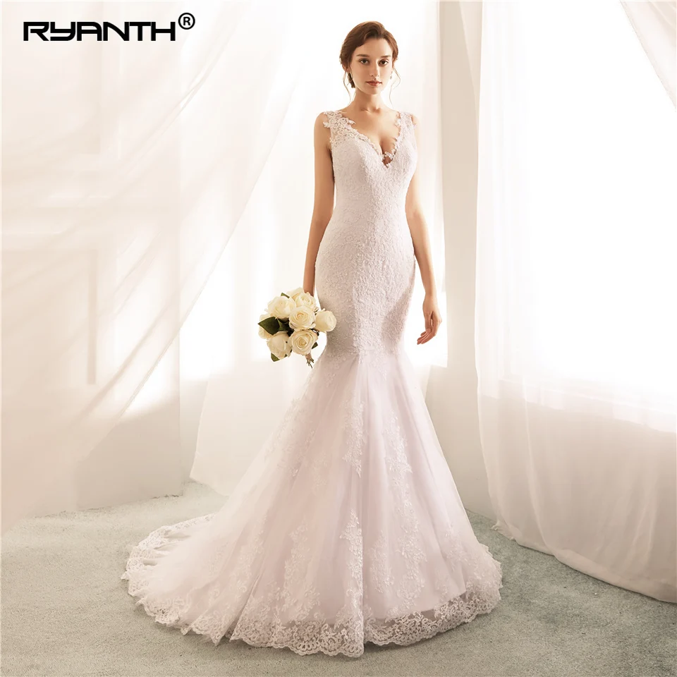 Женское свадебное платье с кружевной аппликацией Ryanth Robe De Mariee сексуальное