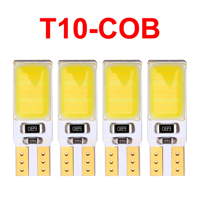 

4pcs T10 W5W Silicone Case COB LED Car Wedge Interior Dome Reading Light W5W 501 194 Auto Parking Bulbs Turn Side Lamps