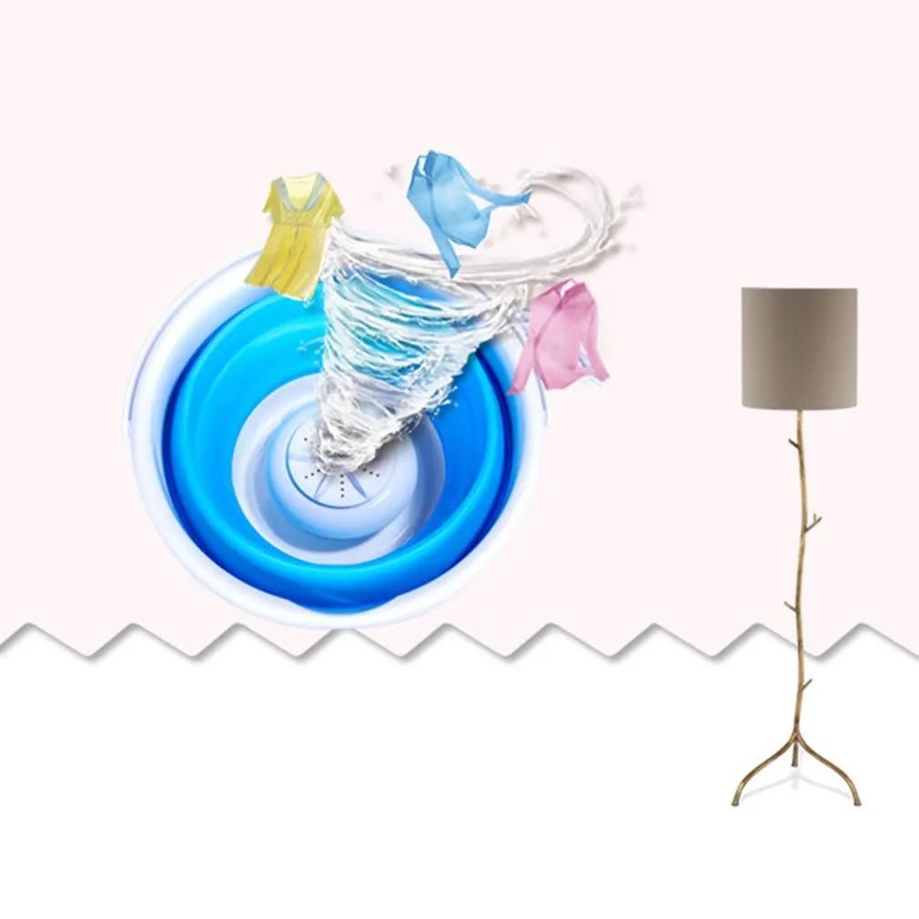 Portable Ultrasonic Turbo Automatic Electric Roller Washing Machine Quick Clean Washing Tool for Outdoor Travel Use