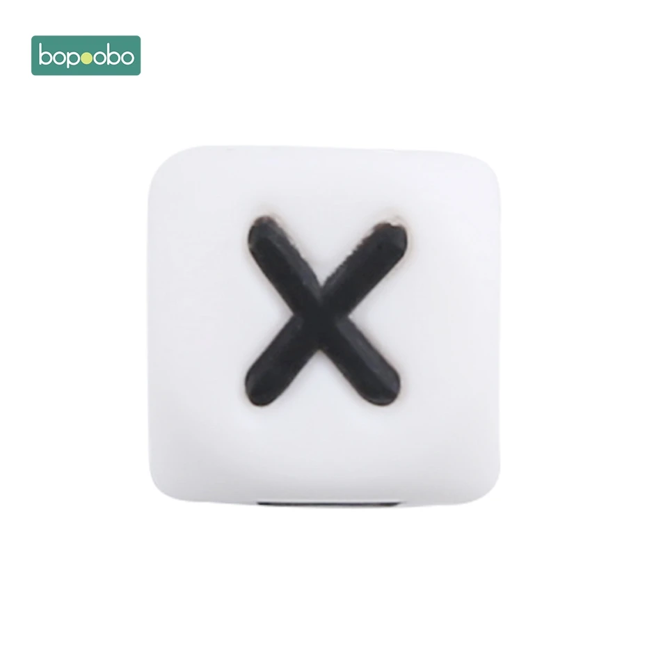 Letter X Bopobo 10 шт., силиконовые бусины-прорезыватели для грызунов для малышей, силиконовые бусины-прорезыватели с жемчугом, 10 мм, Детские Силиконовые Бусины-прорезыватели - Цвет: Letter X