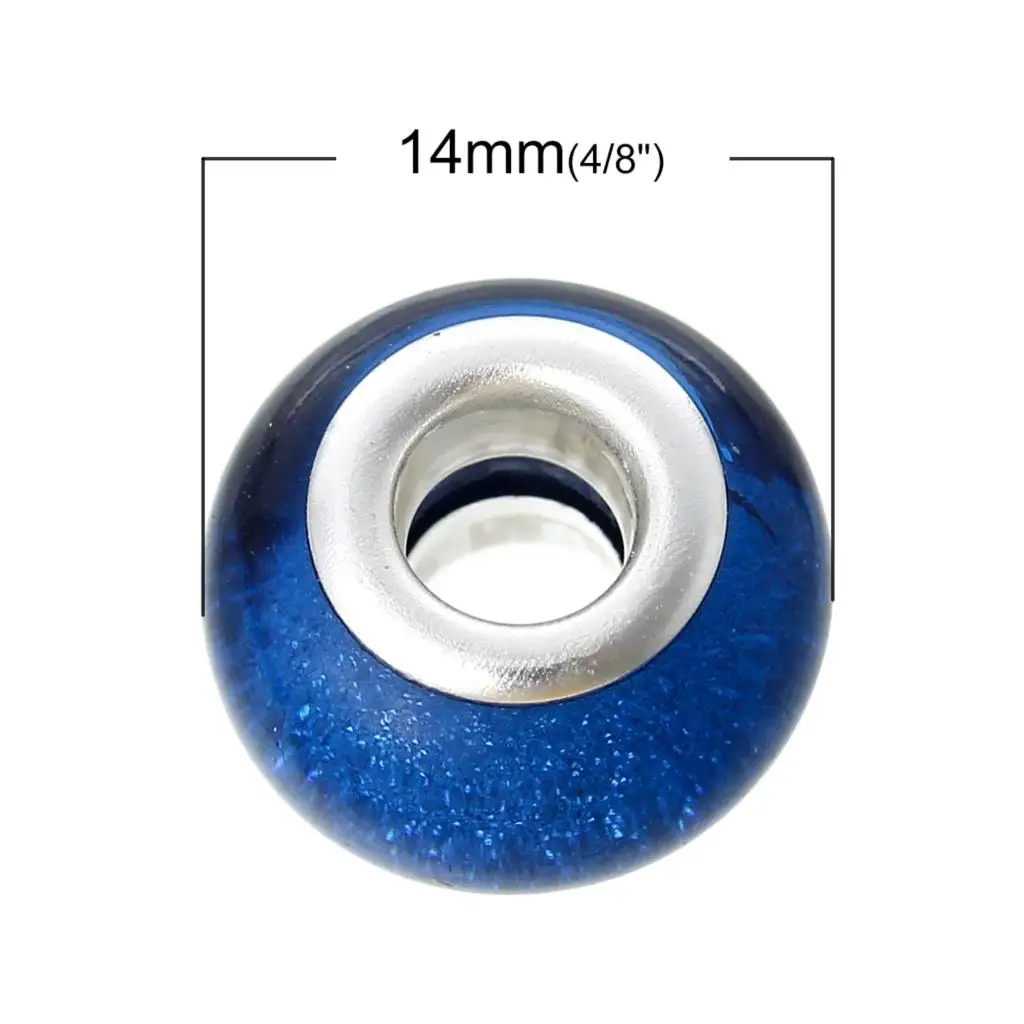 DoreenBeads, бусины из смолы в европейском стиле, Круглые, произвольно сверкающие, около 14 мм x 9 мм, Отверстие: Около 5,1 мм, 20 шт., новинка