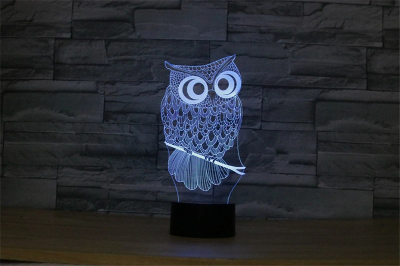 Kawaii мультфильм 3D Сова ночник RGB переменчивая лампа настроения Светодиодная DC 5V