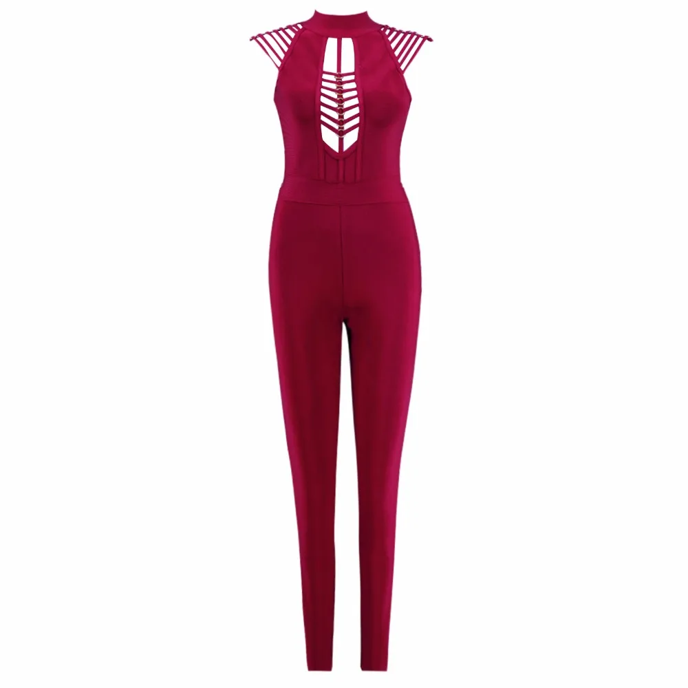 Новые Для женщин Sexy выдалбливают Красный повязки комбинезон 2018 Bodycon Трикотажные