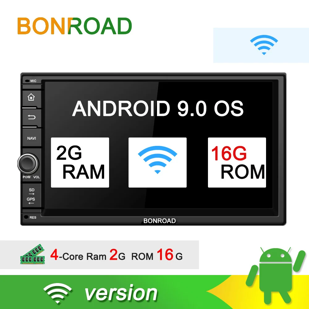 WIFI version Bonroad " Android 9,0 Универсальный gps-навигация, радио, стерео аудио плеер для Nissan для Kia для hyundai автомобильный мультимедийный плеер - Цвет: WIFI version