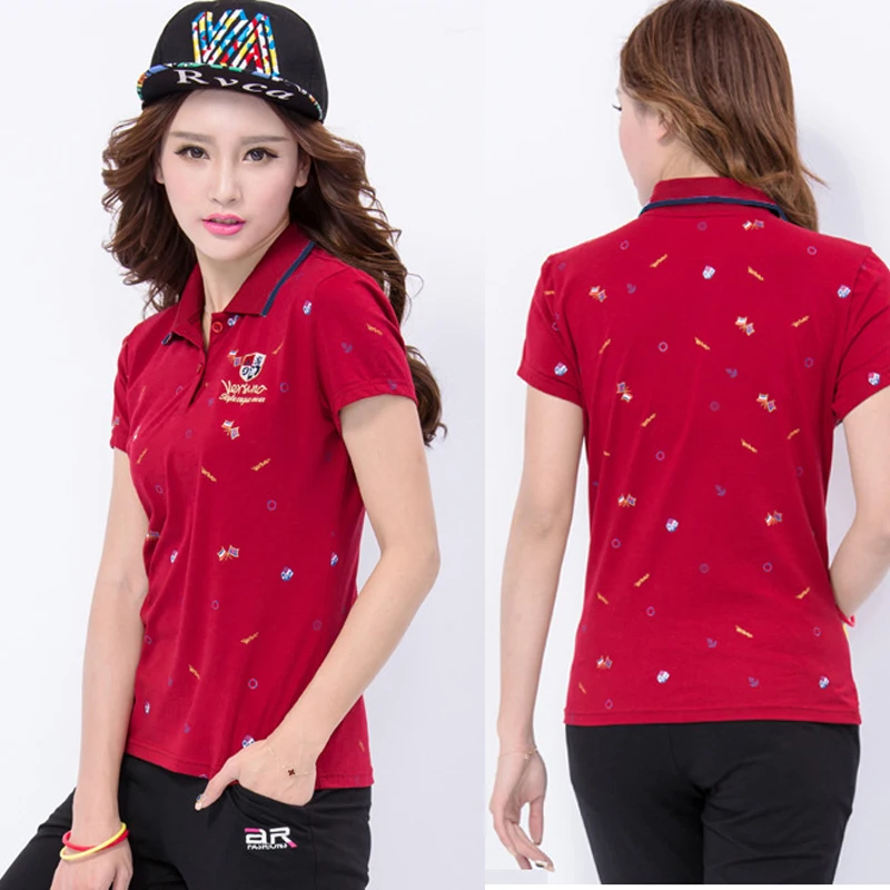 Женские повседневные футболки поло ZYFPGS хлопковые топы с коротким рукавом