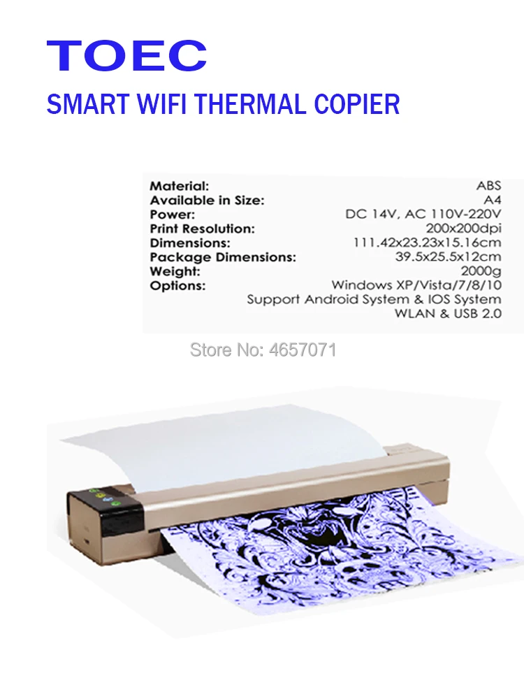 WI-FI 3 mbrother тату трафарет станочная линия Термальность копир принтер с A4SPIRIT передачи Бумага