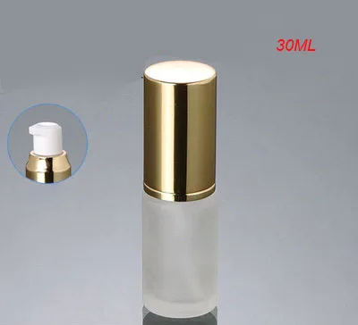 

30ml frosted glass gold press pump bottle with gold cap lotion bottle Cosmetic Packaging glass bottle