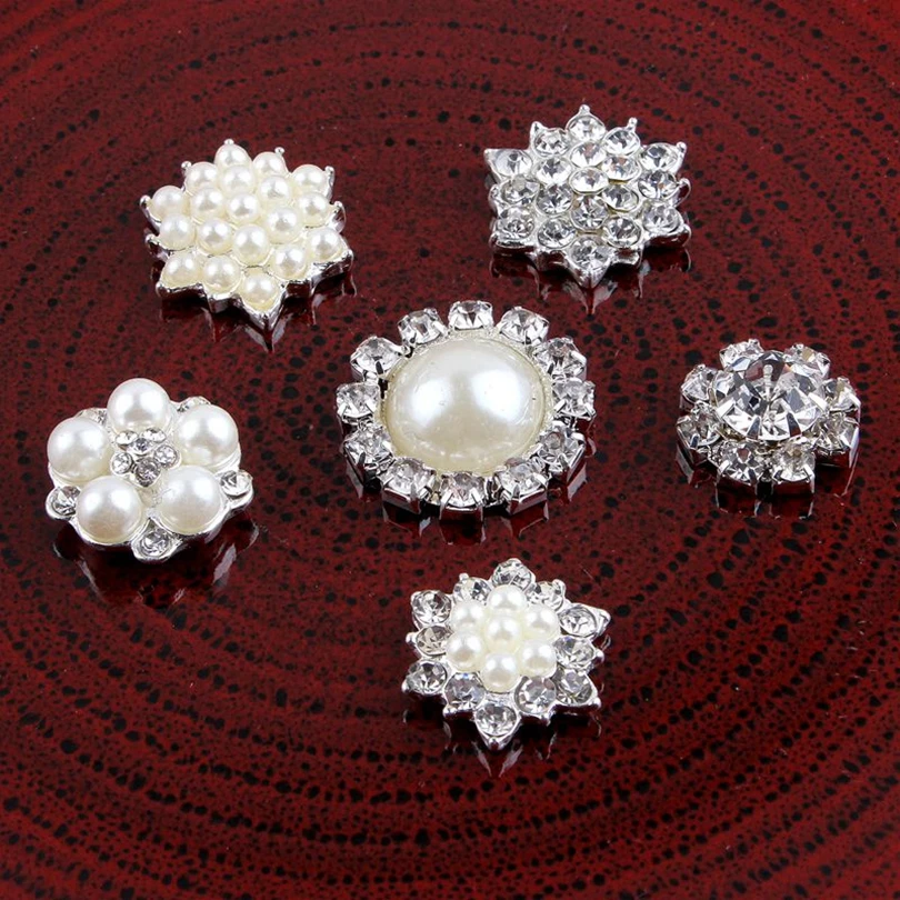 30pcs/lot Clear Crystal Flatback Buttons For Kids Girls Hair Accessories Rhinestone Button Flower Center Headband Supplies DIY |