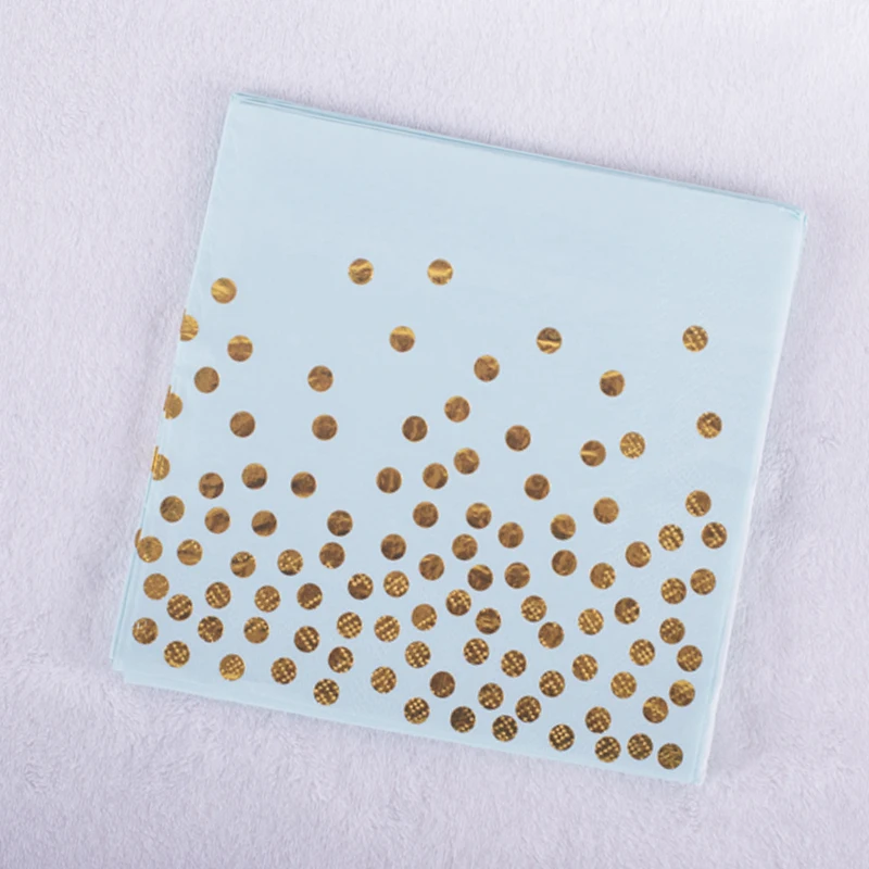 10 шт./лот синие золотые в горошек тематические салфетки для детей дня рождения