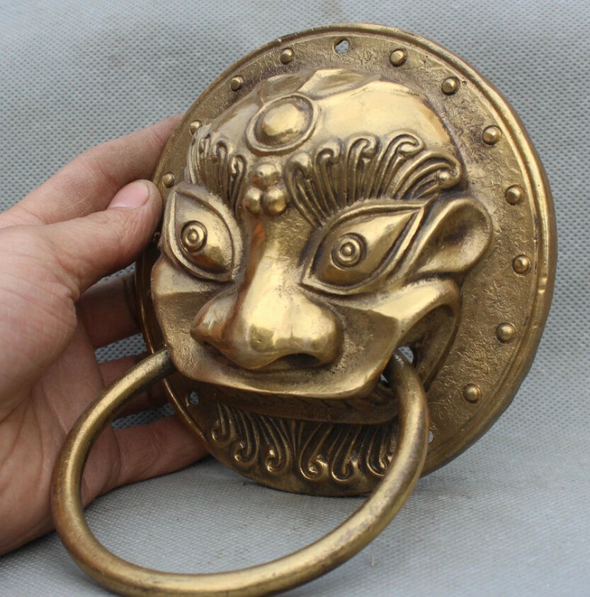 SUIRONG---618 + 7 &quotКитайский латунный по феншуй фу Фо собака Guardion лев зверь голова