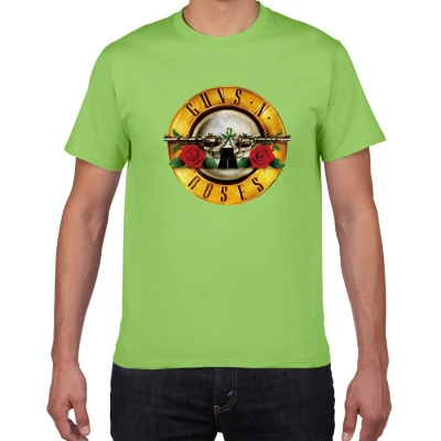 rock wear GUNS and Roses T-shirts men Summer 100%Cotton Rock Band street wear men t shirt guns roses tee shirt homme men - Цвет: F124  green