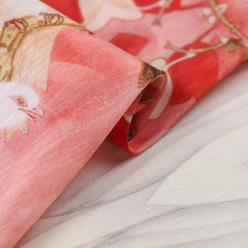 Азалия Печати Шелк Белья Кукушка Летнее Платье Ткань Рубашки Текстильной