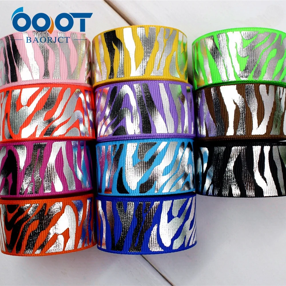 OOOT BAORJCT 174085 25 мм горячее серебро Зебра печатная лента grosgrain сделай сам ручной