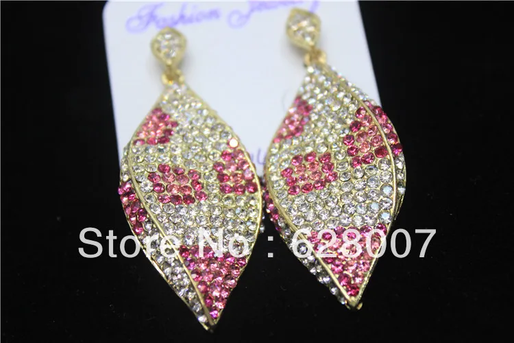 Package mailed custom vogue is concise generous diamond gold plated alloy three-dimensional crystal earrings | Украшения и