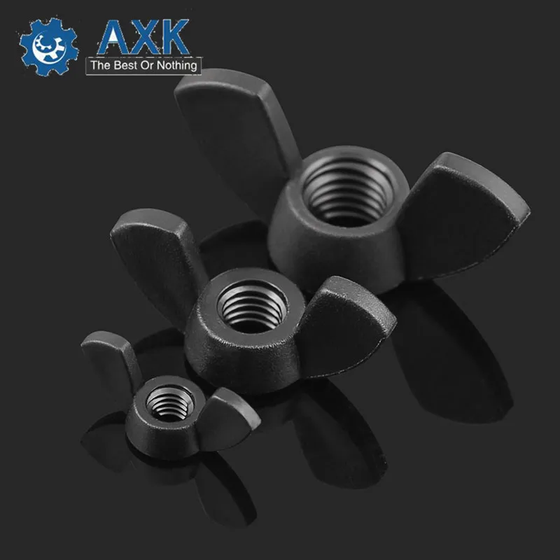 Гайки бабочки с крыльями ручная подтяжка пластиковый нейлоновый черный и белый