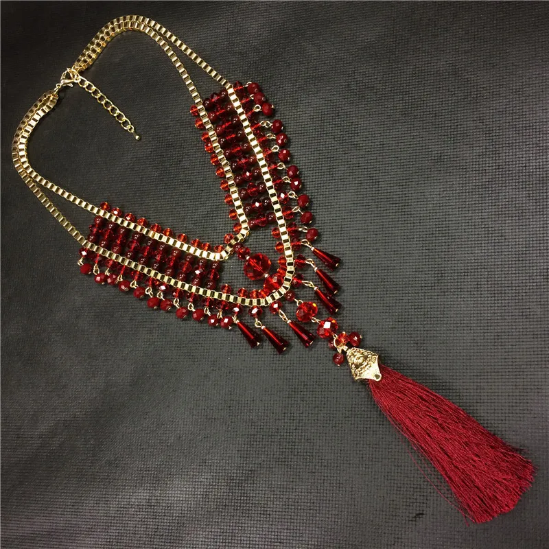 Vintage Necklaces For Women Water Drop Crystal Long Necklace Fashion Tassel Pendant Party Jewelry YaoXi | Украшения и аксессуары