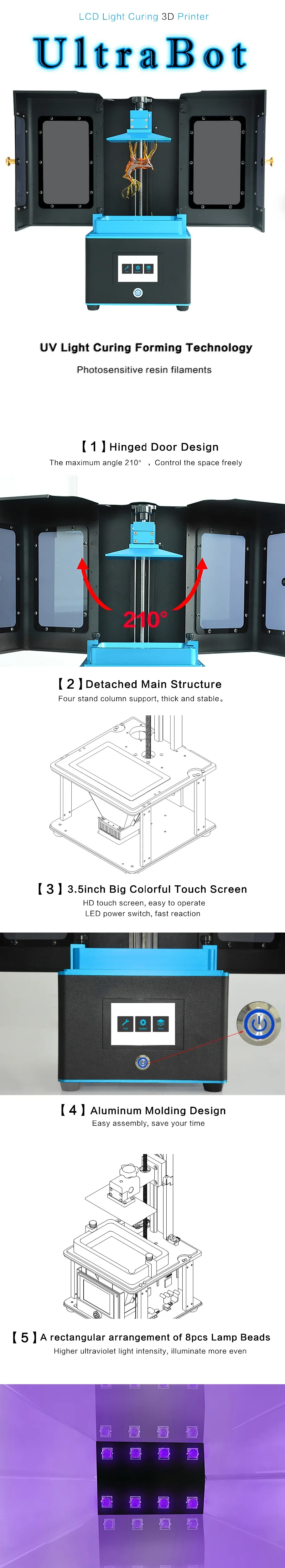TRONXY ультработ 5,5 дюймов 2K lcd УФ-светильник 3d принтер Высокая точность печать модель с 250 мл смолы в подарок
