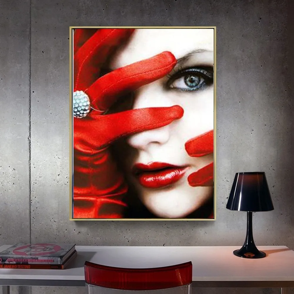 Фото 5D DIY Алмазная картина сексуальные женские красные губы полная круглая дрель