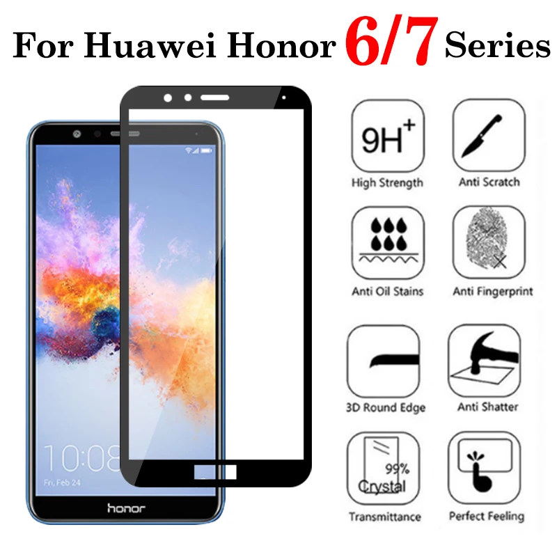 Полное покрытие Защитное стекло для Huawei Honor 6A 6C 6X защита экрана Huavei Honer 7 7A 7C 7X