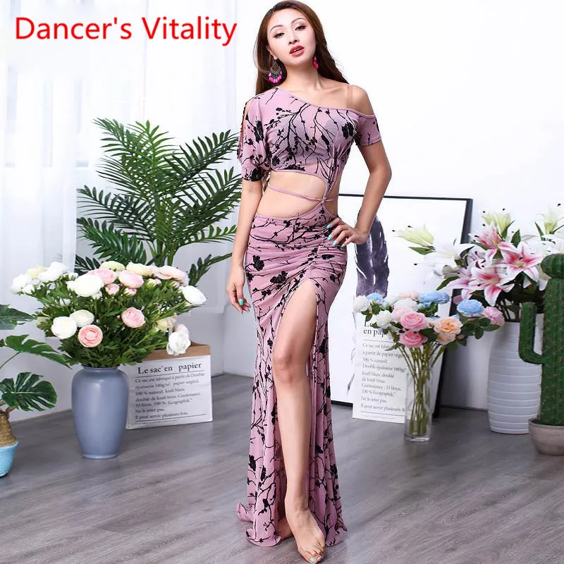 Розовый Женский танец живота CLothing Dress Женский Новое сексуальное восточное танцевальное платье Печатное платье-исполнитель Костюмы для девочек M, L - Цвет: Розовый