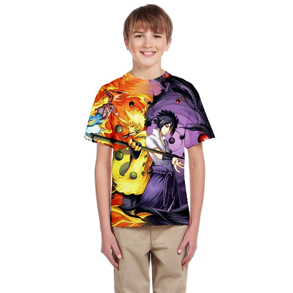 7T-14T Kids Fashion Anime 3d T-shirt Children Naruto Sasuke Tokyo Ghoul Cool Brand T shirt Big Boy Girl Pullover Tshirts Tops