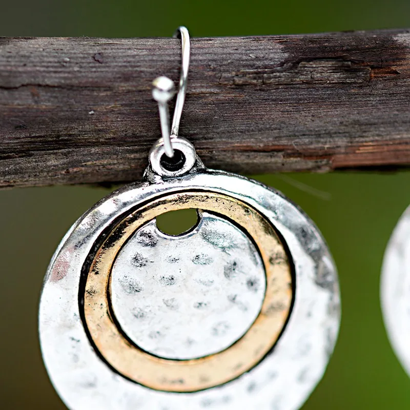 Классические круглые серьги золотистого цвета этнические богемные висячие