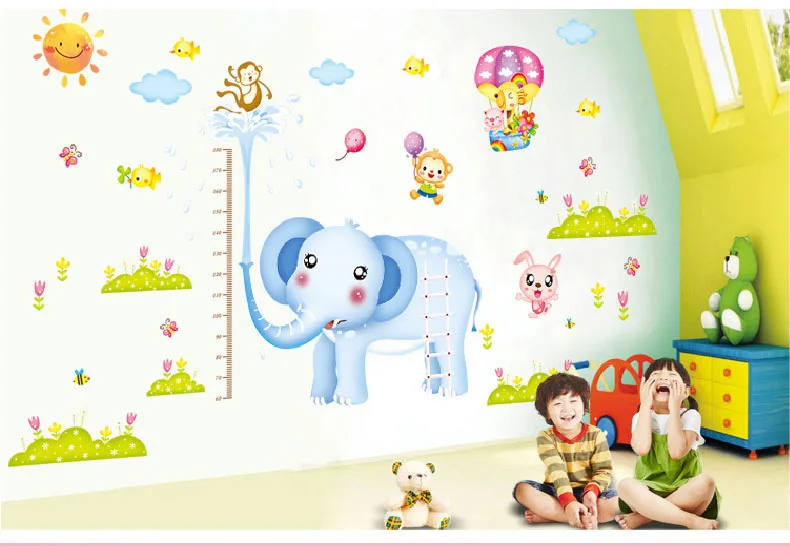 2 шт./компл. Diy стикер на стену домашний декор Жираф плюшевый мишка слон Высота