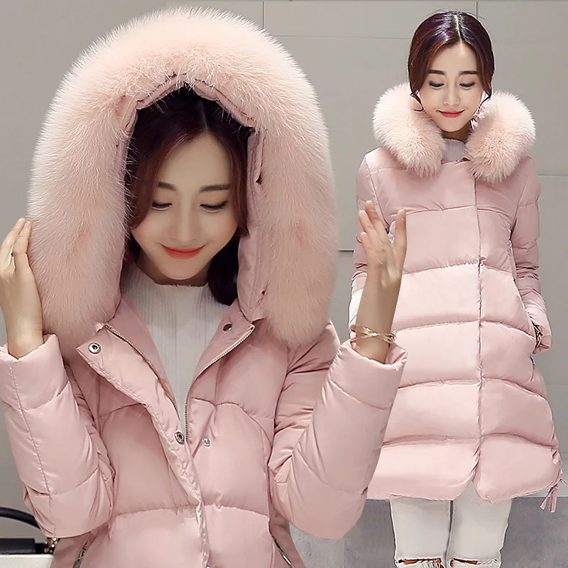 Winter Coat Down Jacket 2021 Winter Fashion Warm Thicke Down Jacket Women Long Large Fur Collar Parkas Korean Loose Cotton Coat