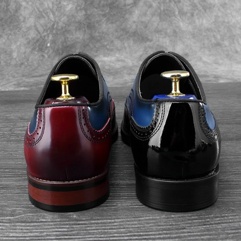 

New Luxury Man Carved Brogue Shoes Genuine Leather Formal Dress Party Oxfords Mixed Colors Wedding Office Men's Flats SS486