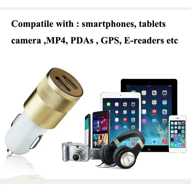 2-портовый USB Автомобильное зарядное устройство + Type C 3 1 зарядный кабель для
