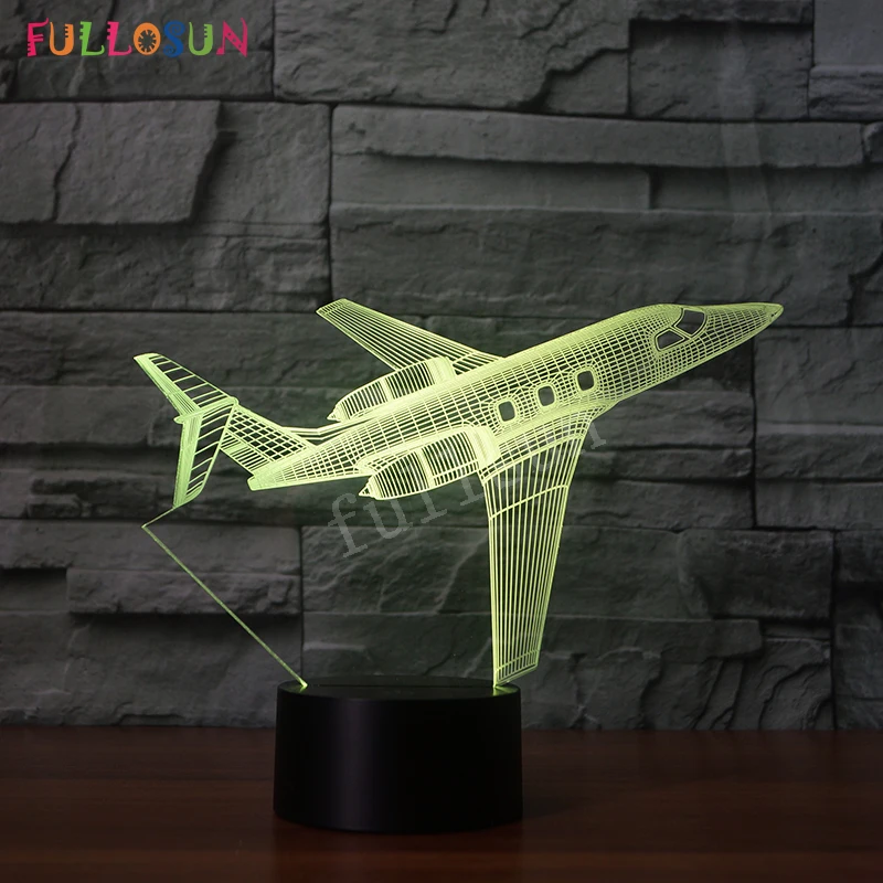 Самолет LED ночник 3D оптическая лампа 7 цветов Новинка огни для гостиной украшения