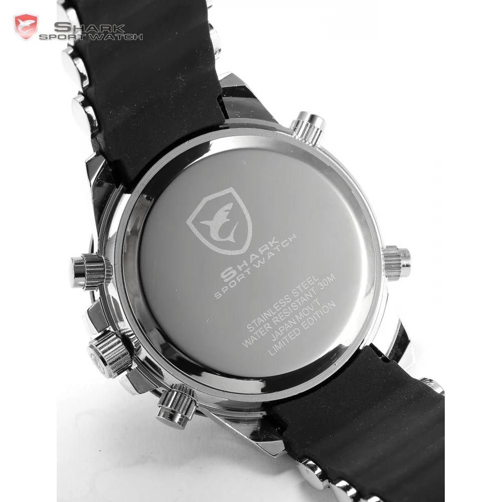 Акула Бренд Часы Двойной Механизм Дата Будильник Хронограф Дисплей Разные