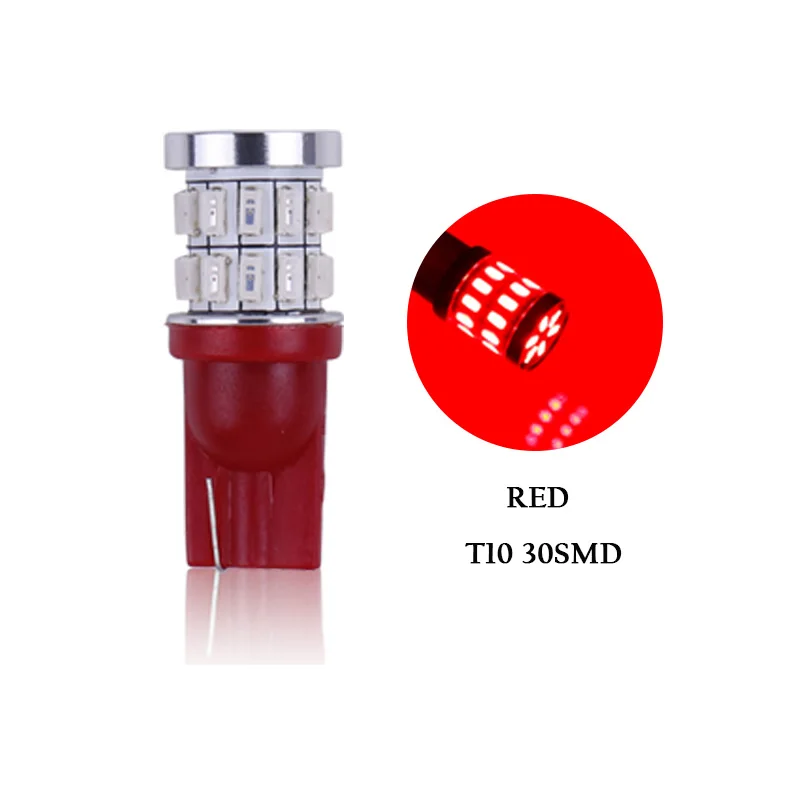 T10 30SMD Red RXZ 1 шт w5w led T10 светодиодные лампочки Canbus 18SMD 3014 для парковки, сигнальный фонарь, внутренняя Карта Купол фары Дневные ходовые огни 12V Белый Амер яркий - Испускаемый цвет: T10 30SMD Red