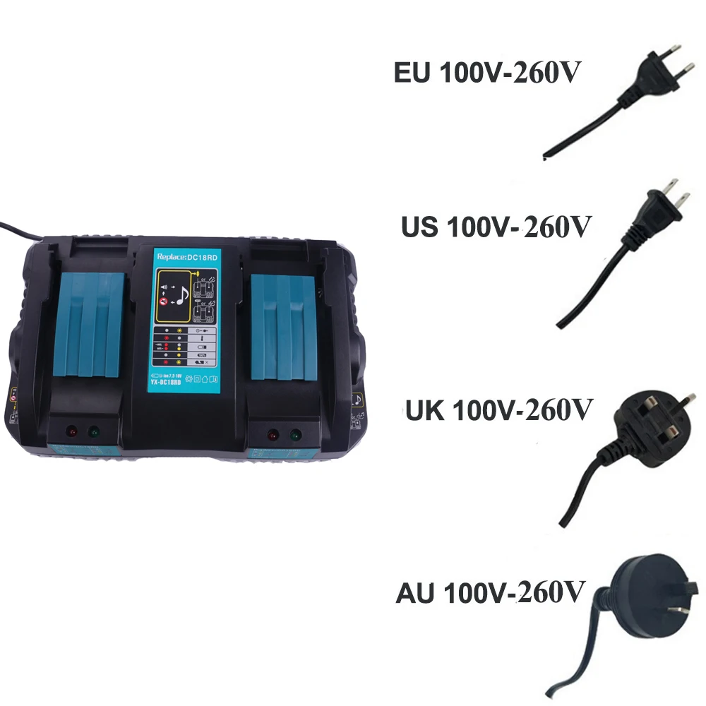 Для Makita Dual Замена Зарядное устройство литий-ионный Быстрый оптимизированная 4A Выход Зарядное устройство для BL1830, BL1430, DC18RC, DC18RA, DC18RCT