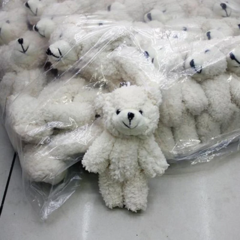 25 шт. мини плюшевый мишка мягкие плюшевые игрушки 12 см маленький белая подвеска