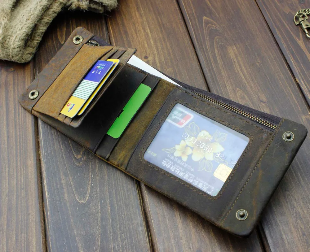 Винтажный велосипедный кожаный складной кошелек с цепочкой|snap wallet|wallet walletleather