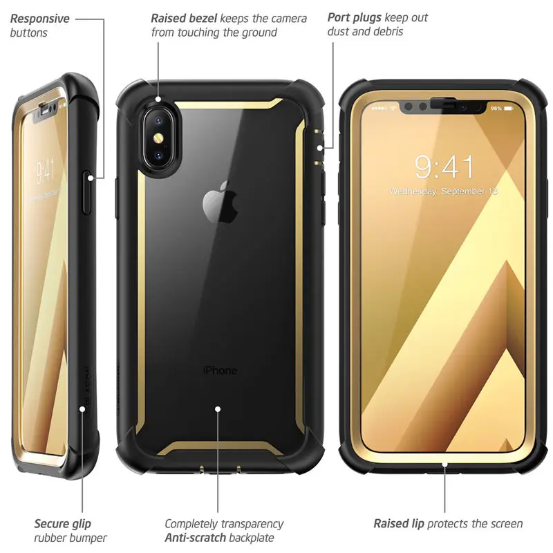 Чехол для iphone Xs Max, 6,5 дюймов,, Серия i-Blason Ares, полный корпус, прочный, прозрачный, бампер, чехол со встроенной защитной пленкой