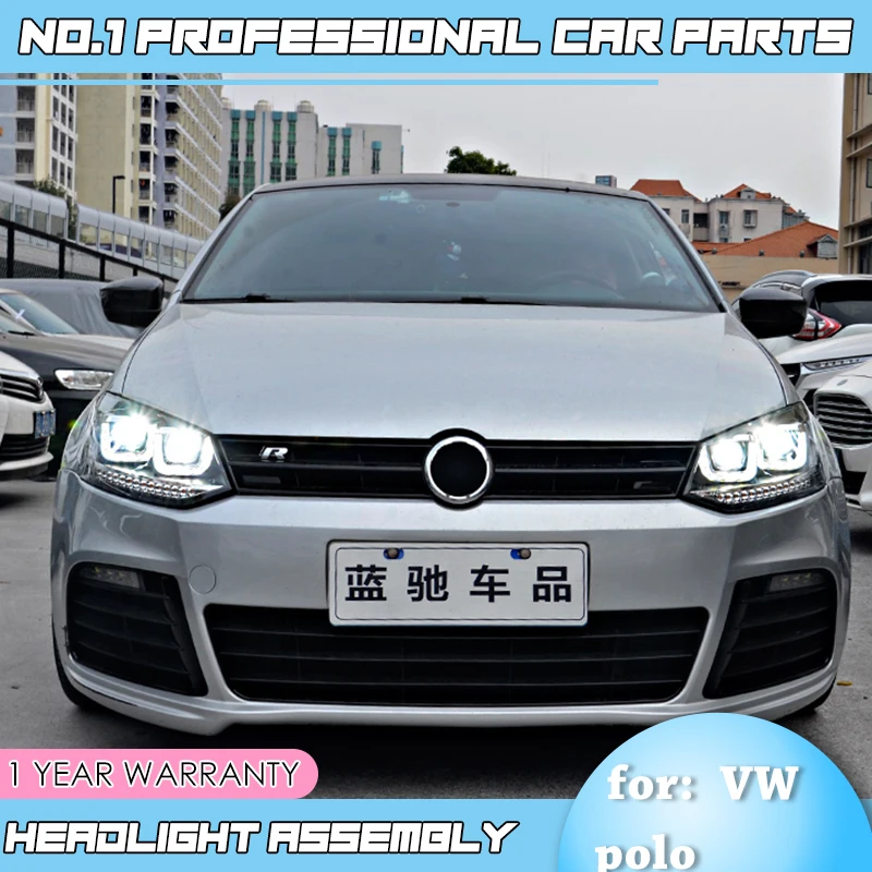 BiNFU автомобильный Стайлинг для VW Polo фары 2011- GTI светодиодный с динамическим поворотом сигнала фары DRL Bi Xenon объектив Высокий Низкий Луч