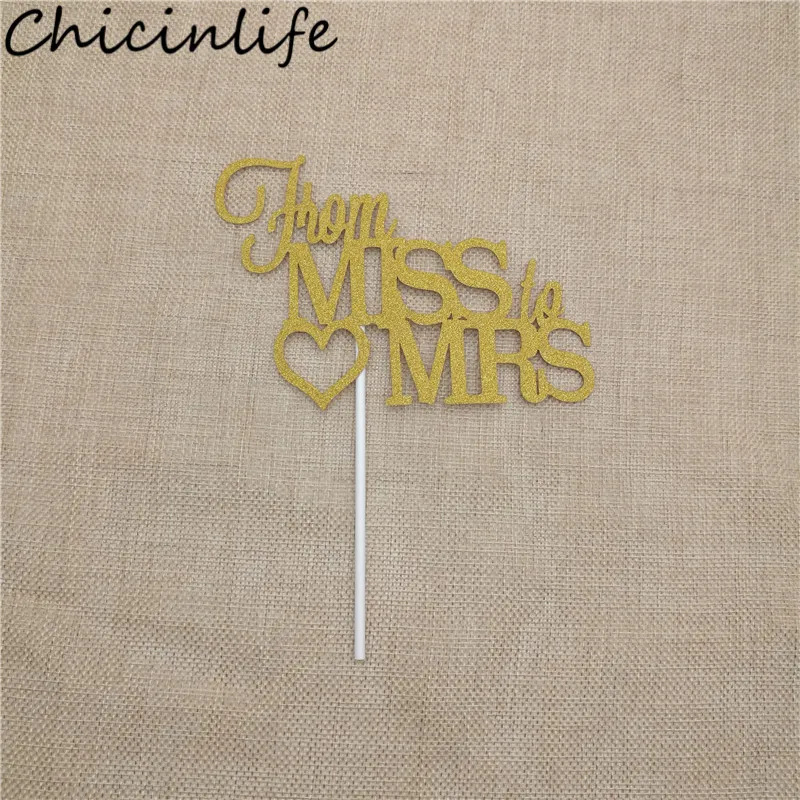 Chicinlife 1 шт. золото/серебро от мисс к миссис торт Топпер девичник свадебный душ Свадебные обручение Декор поставки