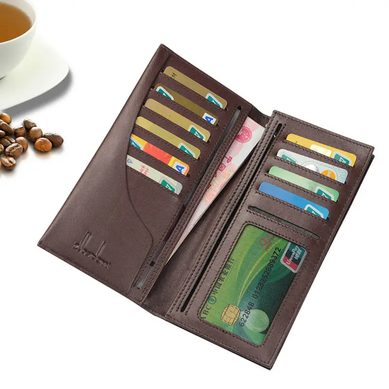 Длинный кошелек A208A для мужчин мягкий бумажник на молнии большой купюр визитница